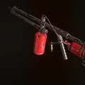 Improvised Weapon With Rusty Metal Pipes Red Canisters And Components