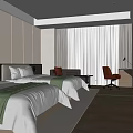 Modern Hotel Guest Room Interior With Twin Beds Green Throws And Wooden Furniture