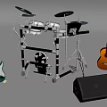Musical Instruments And Art Supplies Collection With Diverse Items For Creative Projects 3d model