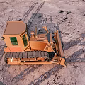 Heavy Duty Bulldozer Working On Muddy Construction Site With Metal Blade And Tracked Wheels