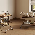 Antique style small cart side a few corner a few table a few 3d model