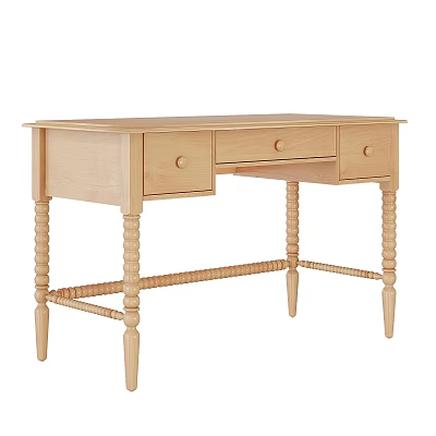 Wooden Desk With Turned Legs And Drawers For Home Office Study Use 3d model