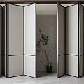 Modern Interior Folding Door with Wooden Frame and Linen Panel for Home Partition
