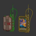 Vintage Portable Devices With Leather Cover Metal Antenna And Color Screen