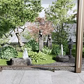 Traditional Karesansui Dry Landscape Garden With Stones Moss And Wooden Pavilion
