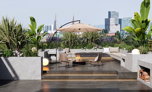 Roof Garden Modern Garden 3d model