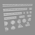 Decorative Ornament Set Featuring Various Geometric Metal Frames and Truss Structures 3d model