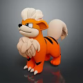 Orange Cartoon Creature Character With White Mane Fluffy Tail And 3D Model Design