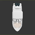 Blue And White Leisure Boat With White Canopy And Smooth Hull Design