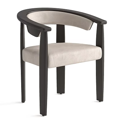 Modern Dining Chair With Wooden Frame Light Upholstered Seat And Armrests 3d model