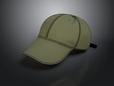 Daily Life Product Khaki Baseball Cap With Stitched Details And Adjustable Back Strap 3d model