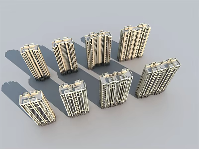 Modern High Rise Residential Buildings With Exterior Architectural Design And Multiple Units 3d model