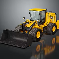 Yellow Heavy Duty Construction Loader With Front Bucket Cab And Large Tires