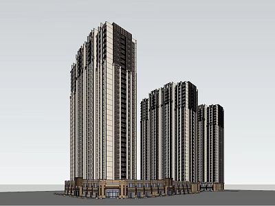 Urban Commercial Street With Modern High Rise Buildings And Retail Storefronts Architecture 3d model