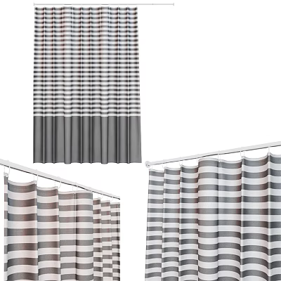 Bathroom Accessories With Plaid And Striped Shower Curtains And Curtain Rods 3d model