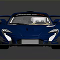 Sleek Blue Race Car With Aerodynamic Rear Wing And Sporty Exterior Design