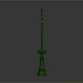 Green Outdoor Ornamental Street Lamp With Curved Arms And Vintage Design