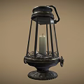 Vintage Metal Frame Candle Lantern With Handle And Decorative Base Design