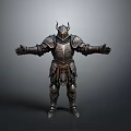 Medieval Warrior Battle Armor With Horned Helmet And Intricate Metallic Decorative Details