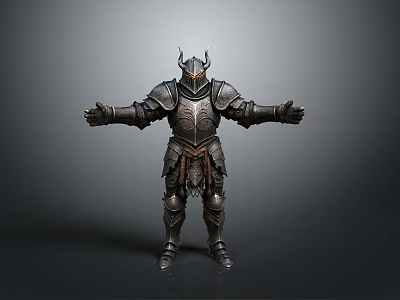 Medieval Warrior Battle Armor With Horned Helmet And Intricate Metallic Decorative Details 3d model