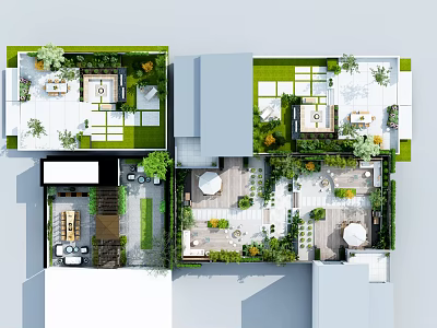 Shower Sauna Outdoor Garden Design With Stone Paths Greenery Seating And Lush Plants 3d model