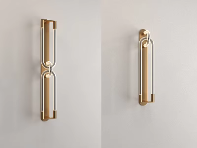 Minimalist Modern Golden Wall Lamp With Sleek Linear Metal Decorative Design 3d model