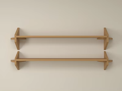 Two Light Wooden Wall Shelves with Simple Modern Design for Home Storage 3d model