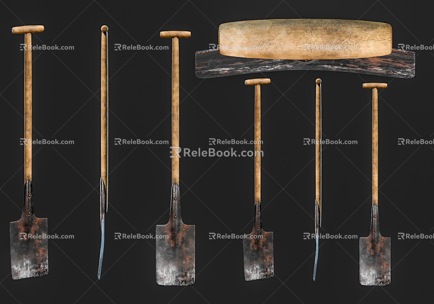 vintage spade rusty spade old farm tools spade ornaments old tools hardware tools spade 3d model