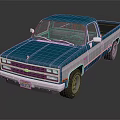 Classic Blue And White Pickup Truck With Retro Design And Chrome Details