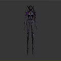 Futuristic Mechanical Creature Character With Purple Accents And Black Limb Structure
