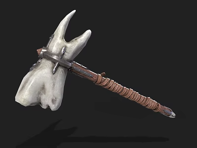 Tooth Warhammer Weapon Cold Weapon Hammer Game Equipment Bone Hammer Original Weapon 3d model
