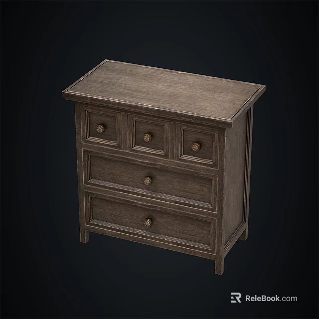 Classic Wooden Entryway Side Cabinet With Multiple Drawers Storage Console Design 3d model 
