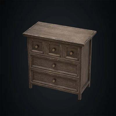 Classic Wooden Entryway Side Cabinet With Multiple Drawers Storage Console Design 3d model