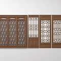 New Chinese Style Chinese Style Flower Window Flower Window Antique Door and Window Pattern Wood Carving 3d model