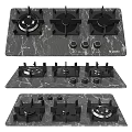 Gas Stoves With Multiple Burners In Black White And Gray Marble For Kitchen Cooking