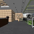 Modern Clubhouse Interior Design With Wooden Panel Walls Green Seating And Marble Reception Desk