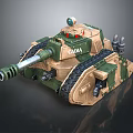 Detailed CADIA Tank Model with Green and Brown Camouflage Main Cannon and Tracks