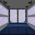 Live Stream Studio Stage with Large Purple Blue LED Screens Stage Steps and Ceiling Lights