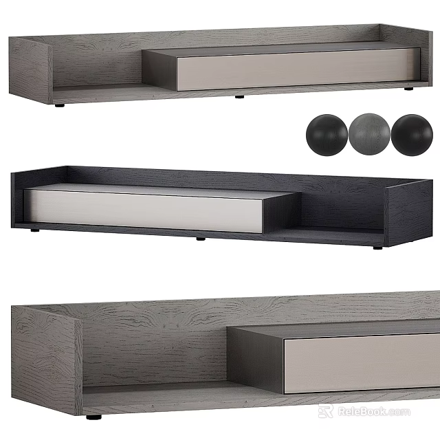 Modern TV Stand With Wooden And Metal Frame Storage Shelf Design 3d model 