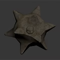 Medieval Flail Weapon With Star Shaped Head Chain And Wooden Handle