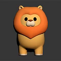 Cute Cartoon Lion Toy 3D Model with Orange Mane and Yellow Body in Adorable Design