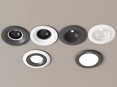 Modern Black and White Downlights and Spotlights with Various Stylish Designs 3d model