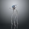 Silver Alien Like Game Movie Character With Long Slender Legs And Transparent Diamond Shaped Body