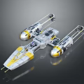 Silver And Yellow Y Wing Starfighter Model With Detailed Structure 3d model