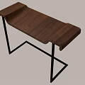 Modern Walnut Wooden Desk With Black Metal Frame And Simple Structure