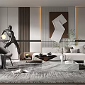 Modern sofa coffee table combination 3d model