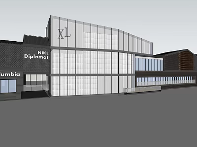 Modern Retail Building With Glass Facade Nike Diplomat XL Umbria Design 3d model