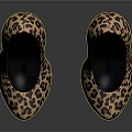 Leopard Print High Heels Fashionable Women's Shoes With Stylish Design And Black Soles