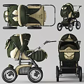 CANWAY Red And Black Double Baby Stroller With Wheels And Handle Design