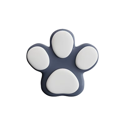 Cute Blue Grey And White Paw Print Shaped Handle For Furniture Drawers Decorative Design 3d model